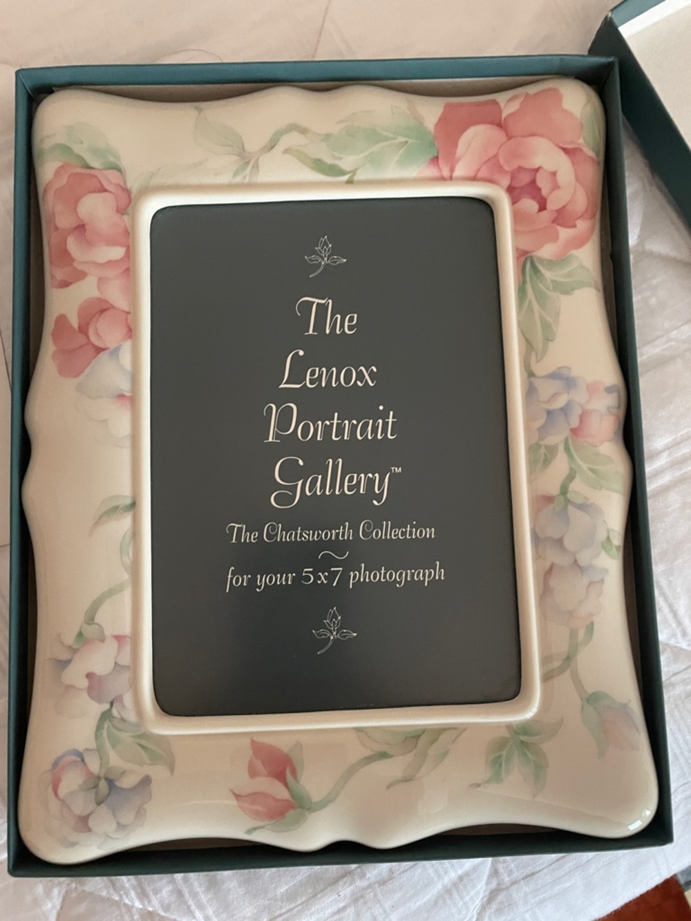 Lenox Floral Cream and Pink Porcelain Picture Frame